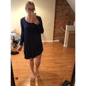 SALE - Navy PIKO Scoop Neck Dress